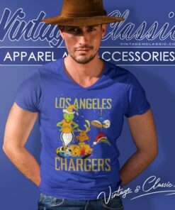 Santa Grinch And Dog Nfl Chargers Christmas V Neck TShirt 1