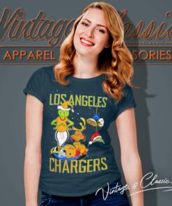 Santa Grinch And Dog Nfl Chargers Christmas Women TShirt 1