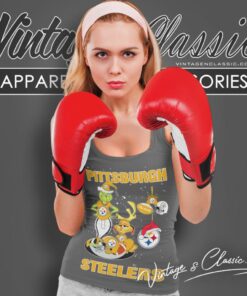 Santa Grinch And Dog Pittsburgh Steelers Christmas Tank Top Racerback