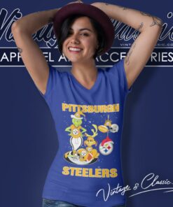 Santa Grinch And Dog Pittsburgh Steelers Christmas V Neck TShirt