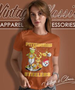 Santa Grinch And Dog Pittsburgh Steelers Christmas Women T Shirt