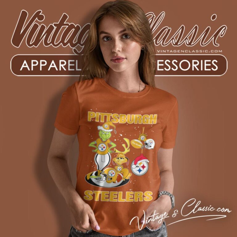 Santa Grinch And Dog Pittsburgh Steelers Christmas Women T Shirt Santa Grinch And Dog Pittsburgh Steelers Christmas Women T Shirt