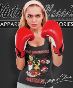 Santa Grinch And Dog San Francisco 49ers Christmas Tank Top Racerback