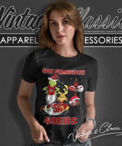 Santa Grinch And Dog San Francisco 49ers Christmas Women T Shirt