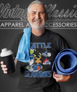 Santa Grinch And Dog Seattle Seahawks Christmas V Neck TShirt 1