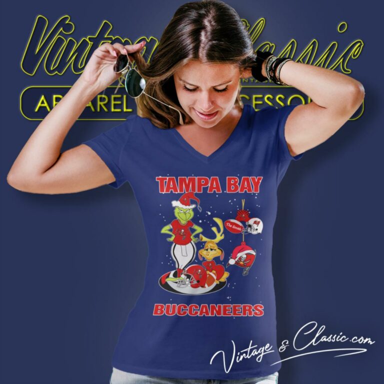 Santa Grinch And Dog Tampa Bay Buccaneers Christmas V Neck TShirt Santa Grinch And Dog Tampa Bay Buccaneers Christmas V Neck TShirt
