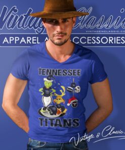 Santa Grinch And Dog Tennessee Titans Christmas V Neck TShirt