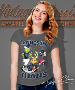 Santa Grinch And Dog Tennessee Titans Christmas Women T Shirt
