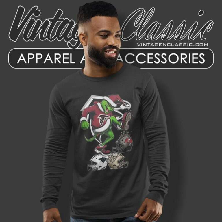 Santa Grinch Atlanta Falcons Stomp On Nfl Teams Christmas Long Sleeve Tee Santa Grinch Atlanta Falcons Stomp On Nfl Teams Christmas Long Sleeve Tee