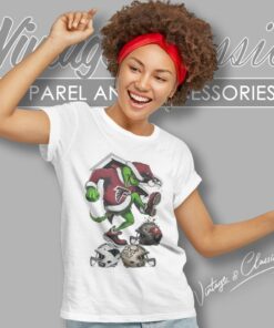 Santa Grinch Atlanta Falcons Stomp On Nfl Teams Christmas Women T Shirt