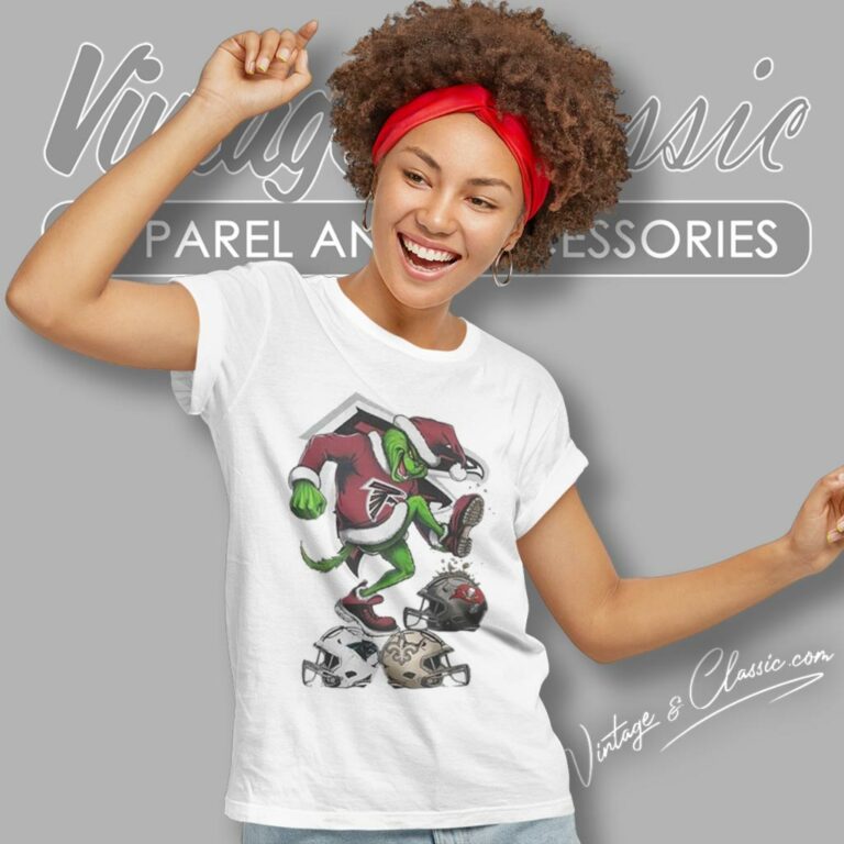 Santa Grinch Atlanta Falcons Stomp On Nfl Teams Christmas Women T Shirt Santa Grinch Atlanta Falcons Stomp On Nfl Teams Christmas Women T Shirt