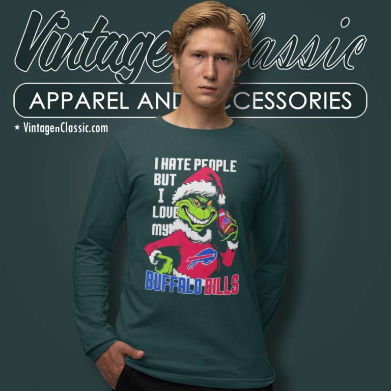 Santa Grinch Buffalo Bills Shirt I Hate People But I Love My Bills Christmas Long Sleeve Tee Santa Grinch Buffalo Bills Shirt I Hate People But I Love My Bills Christmas Long Sleeve Tee