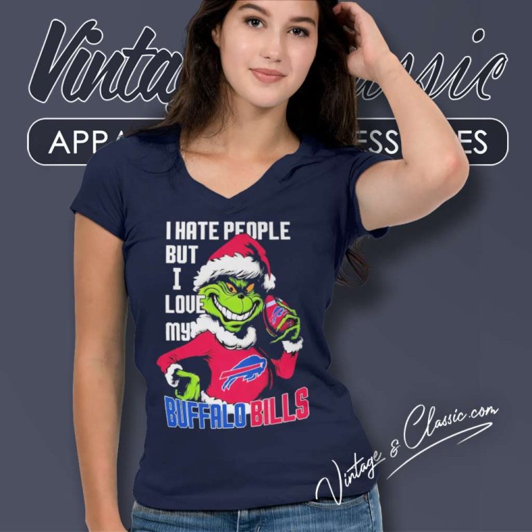 Santa Grinch Buffalo Bills Shirt I Hate People But I Love My Bills Christmas V Neck TShirt Santa Grinch Buffalo Bills Shirt I Hate People But I Love My Bills Christmas V Neck TShirt