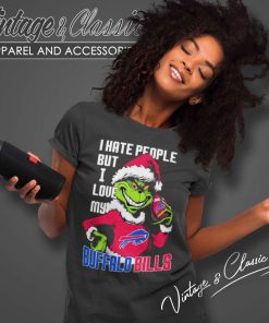Santa Grinch Buffalo Bills Shirt I Hate People But I Love My Bills Christmas Women TShirt