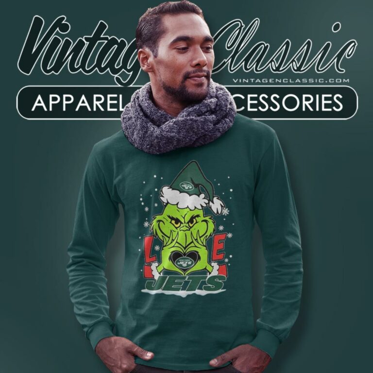 Santa Grinch Christmas Love New York Jets Long Sleeve Tee Santa Grinch Christmas Love New York Jets Long Sleeve Tee