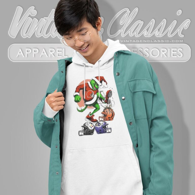 Santa Grinch Cleveland Browns Stomp On Nfl Teams Christmas Hoodie Santa Grinch Cleveland Browns Stomp On Nfl Teams Christmas Hoodie