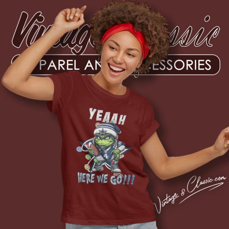 Santa Grinch Dak Prescott Dallas Cowboys Here We Go Women T Shirt Santa Grinch Dak Prescott Dallas Cowboys Here We Go Women T Shirt