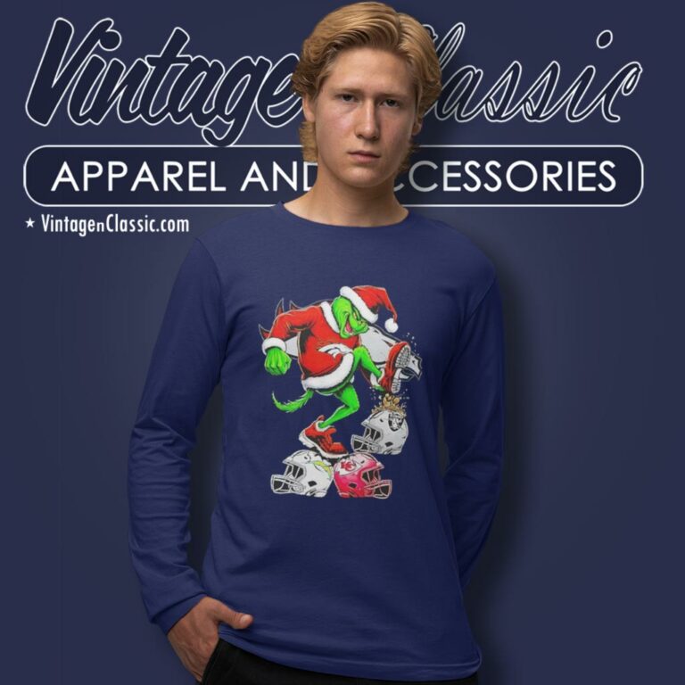 Santa Grinch Denver Broncos Stomp On Nfl Teams Christmas Long Sleeve Tee Santa Grinch Denver Broncos Stomp On Nfl Teams Christmas Long Sleeve Tee