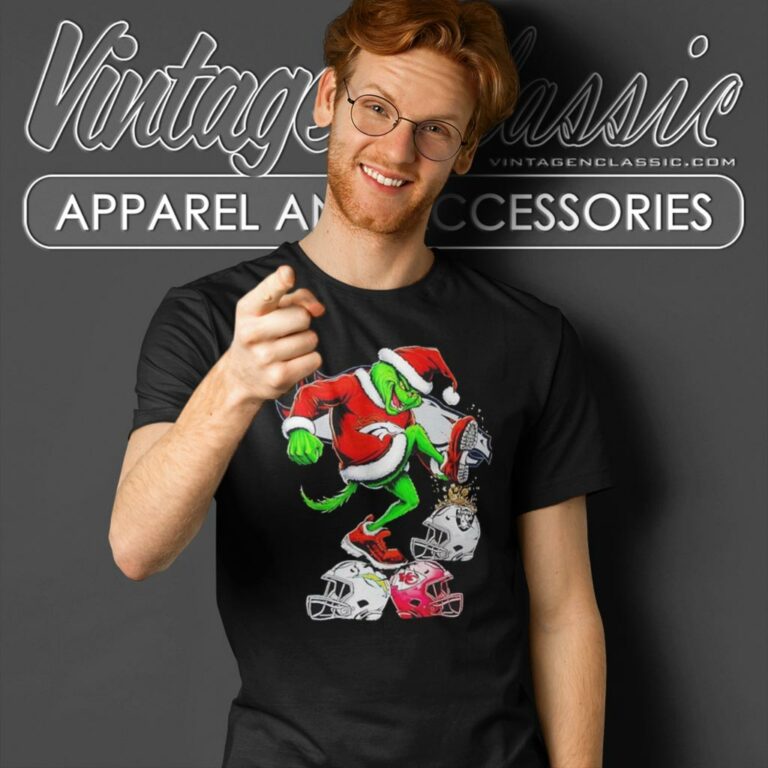 Santa Grinch Denver Broncos Stomp On Nfl Teams Christmas T Shirt Santa Grinch Denver Broncos Stomp On Nfl Teams Christmas T Shirt