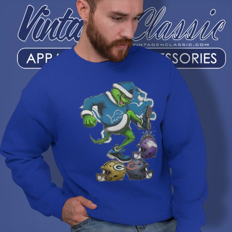 Santa Grinch Detroit Lions Stomp On Nfl Teams Christmas Sweatshirt Santa Grinch Detroit Lions Stomp On Nfl Teams Christmas Sweatshirt
