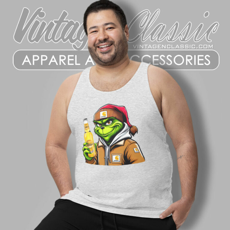Santa Grinch Drinking Beer Golden Light Tank Top Racerback Santa Grinch Drinking Beer Golden Light Tank Top Racerback