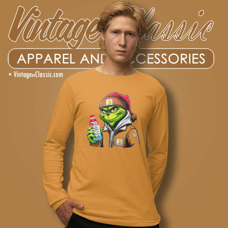 Santa Grinch Drinking Prime Hydration Long Sleeve Tee 1 Santa Grinch Drinking Prime Hydration Long Sleeve Tee 1