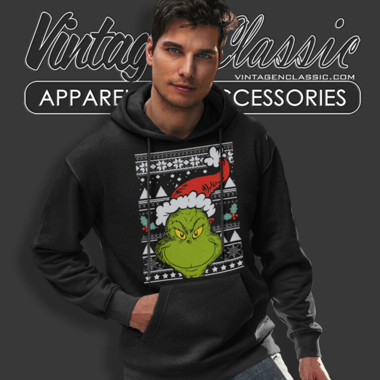 Santa Grinch Face Christmas Hoodie Santa Grinch Face Christmas Hoodie