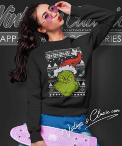 Santa Grinch Face Christmas Shirt 2 Santa Grinch Face Christmas Sweatshirt