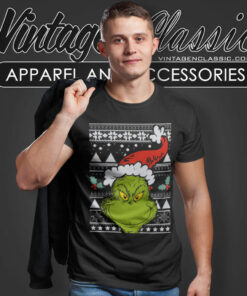 Santa Grinch Face Christmas Shirt 3 Santa Grinch Face Christmas T Shirt