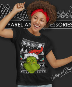 Santa Grinch Face Christmas Shirt 5 Santa Grinch Face Christmas Women T Shirt
