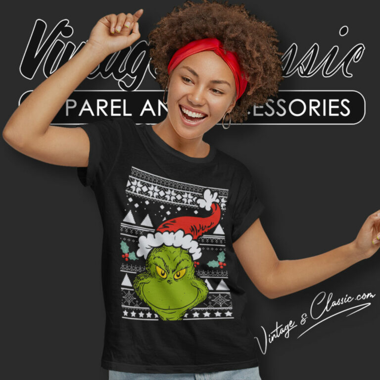 Santa Grinch Face Christmas Women T Shirt Santa Grinch Face Christmas Women T Shirt