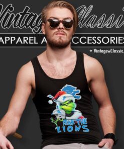 Santa Grinch Fear The Detroit Lions Christmas Shirt 4 Santa Grinch Fear The Detroit Lions Christmas Tank Top Racerback 1