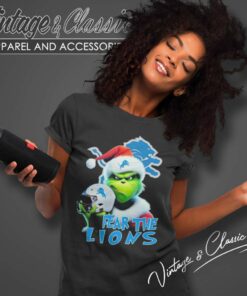 Santa Grinch Fear The Detroit Lions Christmas Shirt 6 Santa Grinch Fear The Detroit Lions Christmas Women TShirt 1