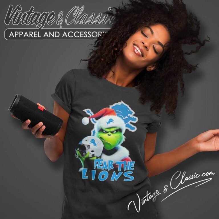Santa Grinch Fear The Detroit Lions Christmas Women TShirt 1 Santa Grinch Fear The Detroit Lions Christmas Women TShirt 1