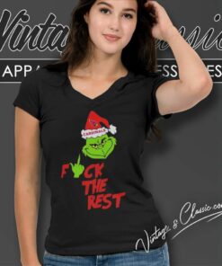 Santa Grinch Fuck The Rest Christmas Shirt 5 Santa Grinch Fuck The Rest Christmas V Neck TShirt