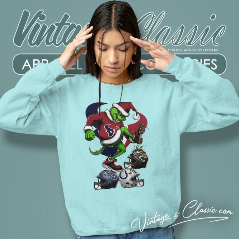 Santa Grinch Houston Texans Stomp On Nfl Teams Christmas Sweatshirt Santa Grinch Houston Texans Stomp On Nfl Teams Christmas Sweatshirt
