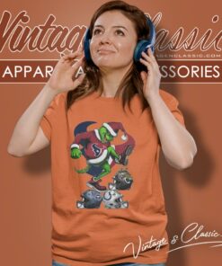 Santa Grinch Houston Texans Stomp On Nfl Teams Christmas Women T Shirt