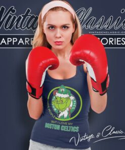 Santa Grinch I Hate People But I Love My Boston Celtics Tank Top Racerback
