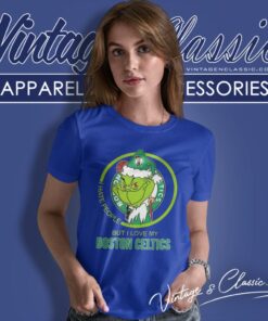 Santa Grinch I Hate People But I Love My Boston Celtics Women T Shirt