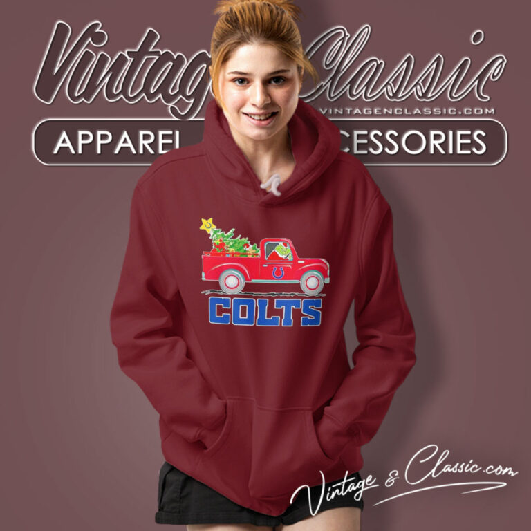 Santa Grinch Indianapolis Colts Driving Car Tree Christmas Hoodie Santa Grinch Indianapolis Colts Driving Car Tree Christmas Hoodie