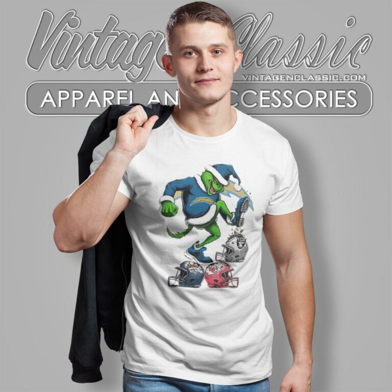 Santa Grinch Los Angeles Chargers Stomp On Nfl Teams Christmas T Shirt Santa Grinch Los Angeles Chargers Stomp On Nfl Teams Christmas T Shirt