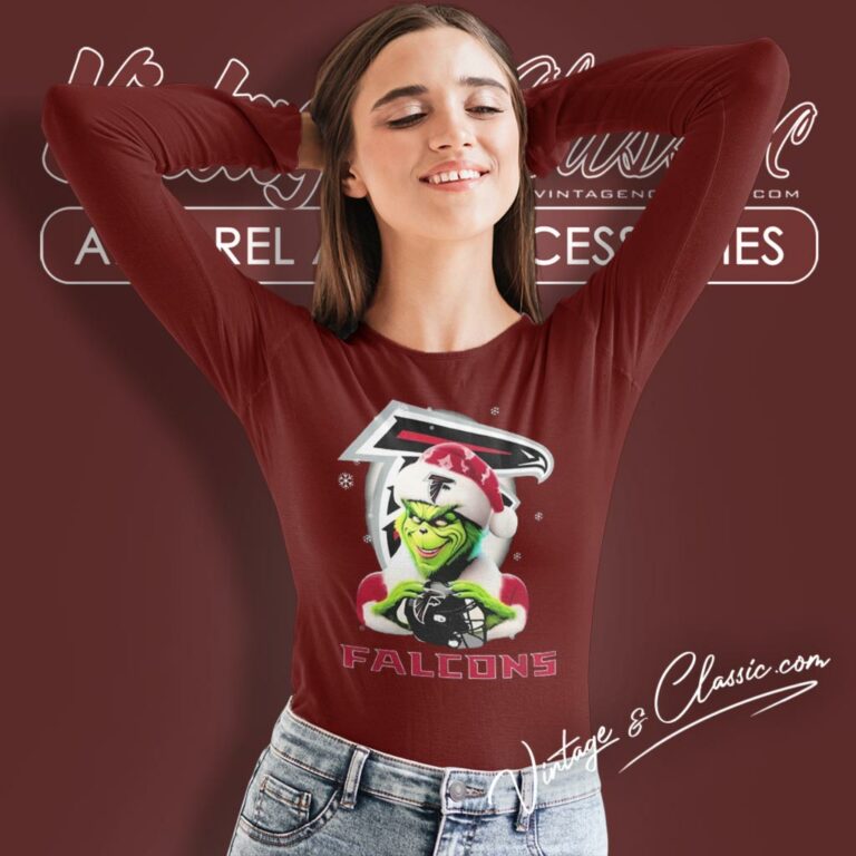 Santa Grinch Love Atlanta Falcons Christmas Long Sleeve Tee Santa Grinch Love Atlanta Falcons Christmas Long Sleeve Tee