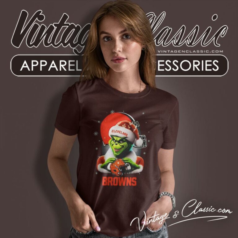 Santa Grinch Love Cleveland Browns Christmas Women T Shirt Santa Grinch Love Cleveland Browns Christmas Women T Shirt