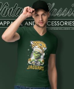 Santa Grinch Love Jacksonville Jaguars Christmas V Neck TShirt