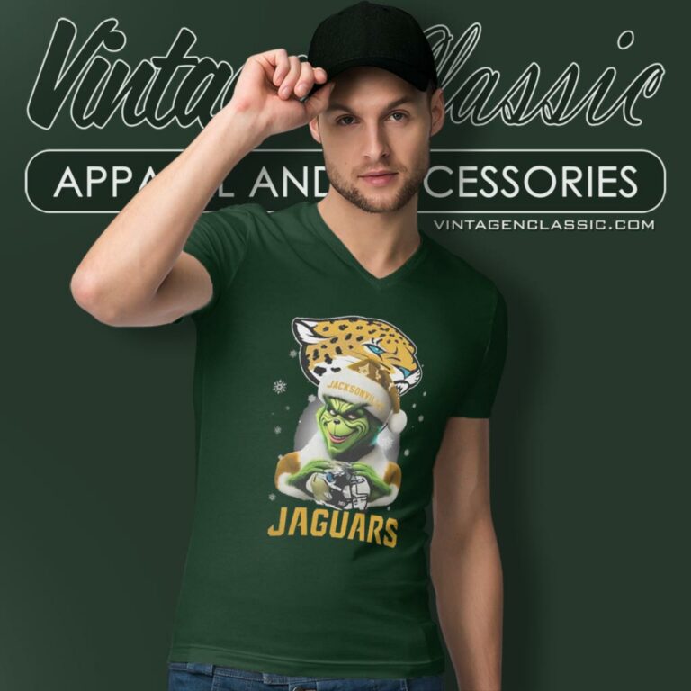 Santa Grinch Love Jacksonville Jaguars Christmas V Neck TShirt Santa Grinch Love Jacksonville Jaguars Christmas V Neck TShirt