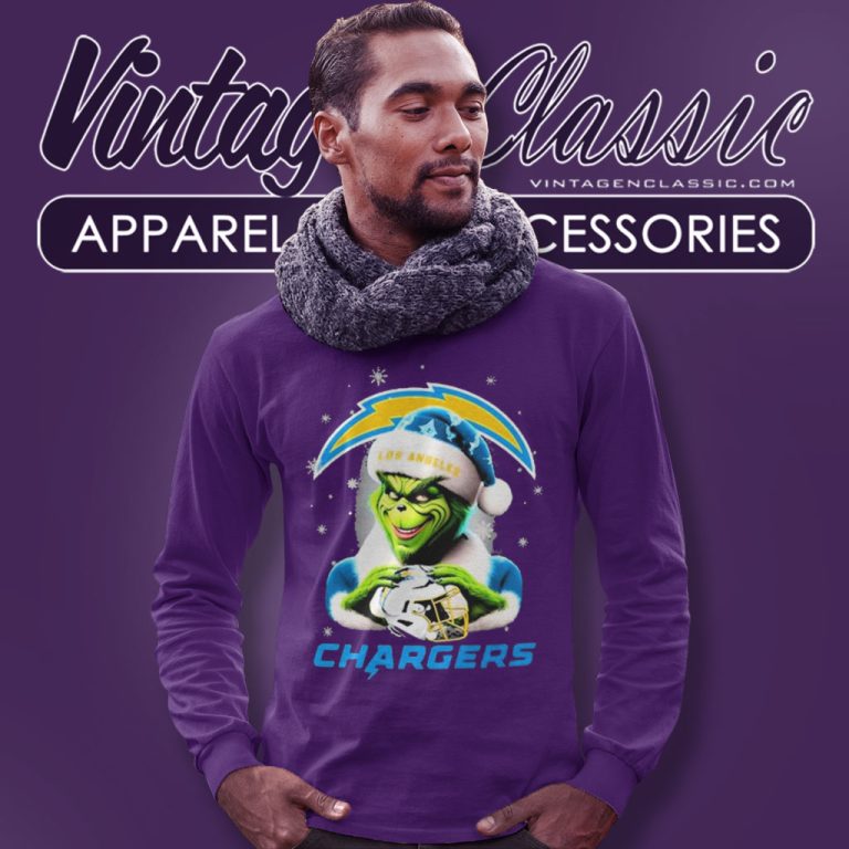 Santa Grinch Love Los Angeles Chargers Christmas Long Sleeve Tee Santa Grinch Love Los Angeles Chargers Christmas Long Sleeve Tee