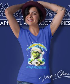 Santa Grinch Love Los Angeles Chargers Christmas V Neck TShirt