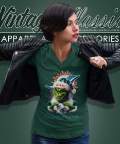 Santa Grinch Love Miami Dolphins Christmas V Neck TShirt