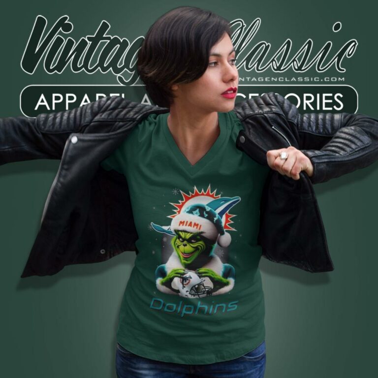 Santa Grinch Love Miami Dolphins Christmas V Neck TShirt Santa Grinch Love Miami Dolphins Christmas V Neck TShirt