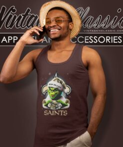 Santa Grinch Love New Orleans Saints Christmas Tank Top Racerback